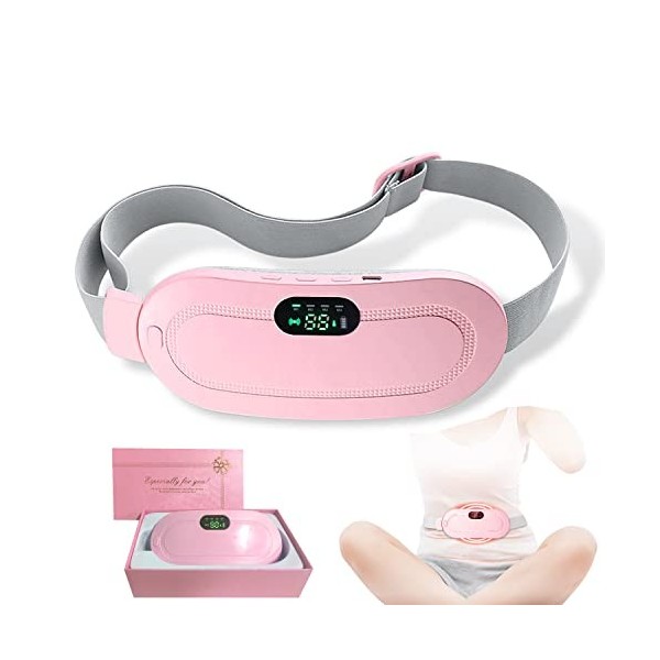 Vinclus Menstruation Ceinture Chauffante Regle Douloureuse, 3 Niveaux de Température 4 Modes de Massage, Soulage les Douleurs