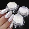 GZMAYUEN Poudre Chrome Ongle Nail Art 6Pcs Poudre Miroir Ongle Poudre Blanc Perle Ongle Poudre Holo Effet Perle Chrom Poudre 