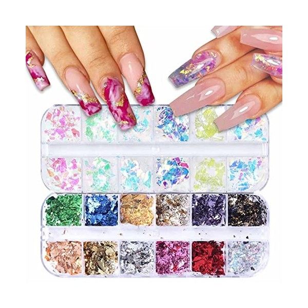 GZMAYUEN Poudre Chrome Ongle Nail Art 6Pcs Poudre Miroir Ongle Poudre Blanc Perle Ongle Poudre Holo Effet Perle Chrom Poudre 