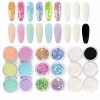 GZMAYUEN Poudre Chrome Ongle Nail Art 6Pcs Poudre Miroir Ongle Poudre Blanc Perle Ongle Poudre Holo Effet Perle Chrom Poudre 