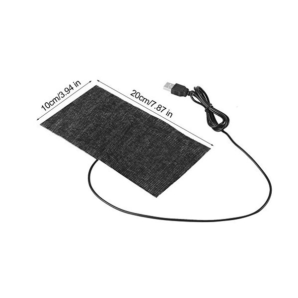 USB 5V Tapis Chauffant en Fibre de Carbone, Couverture Chaude de Tapis de Souris Réchauffeur de Main 20 × 10 cm Noir 