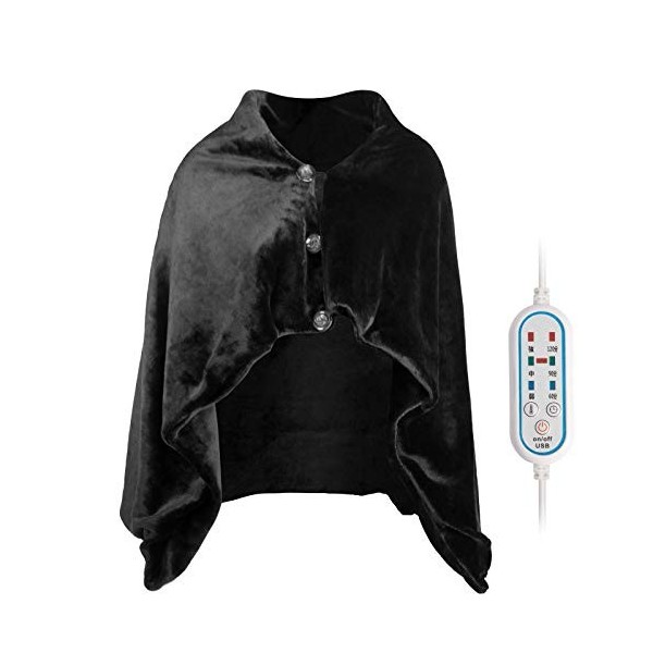 iFCOW Couverture chauffante électrique, châle chauffant USB, poncho chauffant électrique, couverture avec 3 niveaux de chaleu