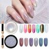 GZMAYUEN Poudre Effet Sirene Ongle Nail Art Perle Chrome Powder Nail Holographique Perle Miroir Pigment Nacré Ongle 6Pcs