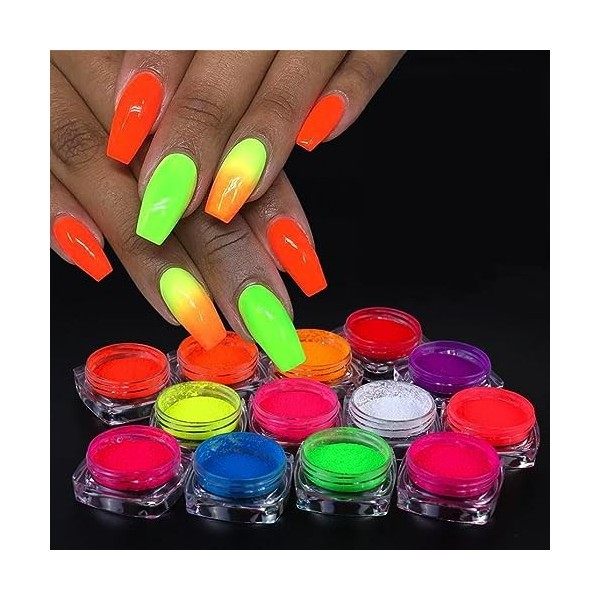 GZMAYUEN Poudre Effet Sirene Ongle Nail Art Perle Chrome Powder Nail Holographique Perle Miroir Pigment Nacré Ongle 6Pcs