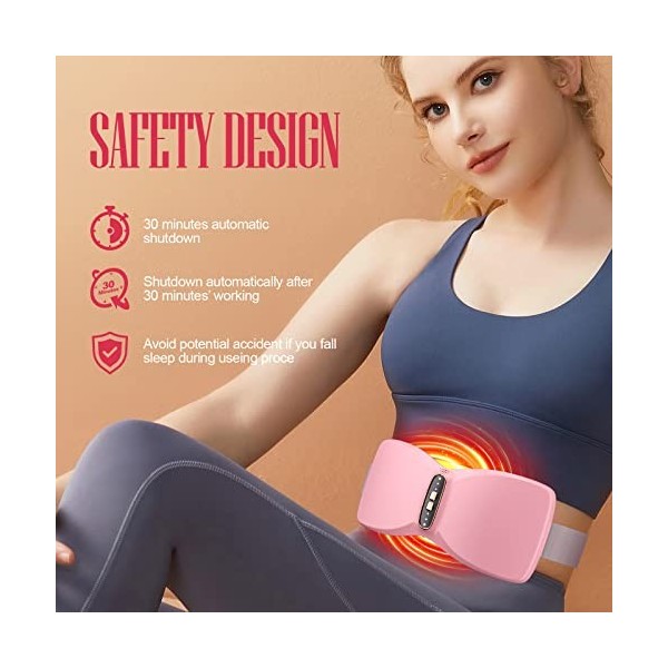 Heating Pads for Cramps, Portable Cordless Period Heating Pad with Massager, Waist Belt Electric Device Fast Heating Pad Bell