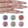 Poudre ongle Effet Perle Chrome Nail Powder 6 Couleurs Paillettes, de Miroir dongle, Métallique pour Nail Art