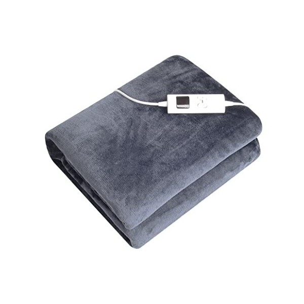 Evajoy Couverture électrique chauffée, couverture électrique en flanelle Sherpa lavable 130 x 180 cm, avec télécommande numér