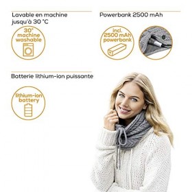 Beurer HK 37 To Go Écharpe chauffante snood chauffant sans fil avec chargeur powerbank