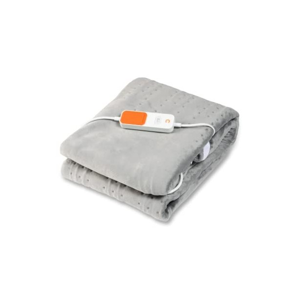 Cresta Care KTS160 Gris 1P Couverture Électrique Xtra Long - 90 x 200 cm - Chauffe-Pieds supplémentaire - Minuterie - Polaire