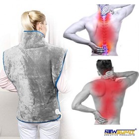 NEWSUMIT Coussin Chauffant dépaule, de nuque et de dos électrique XL - Soulagement de la douleur - 3 niveaux de température 