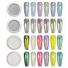 BISHNGYF【Upgrade】Poudre Chrome Ongle Blanc - Aurora Schimmer Poudre Ongle Effet Perle Glitzerpuder, Chrome Pigment Poudre, Pi