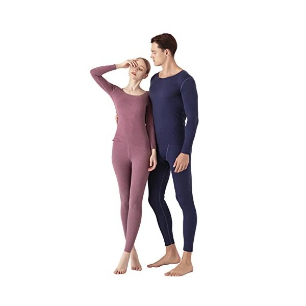 Combinaison deux pièces pour femme dans des couleurs solides - Ensemble haut et pantalon stretch pour chaud et doux, lilas, X