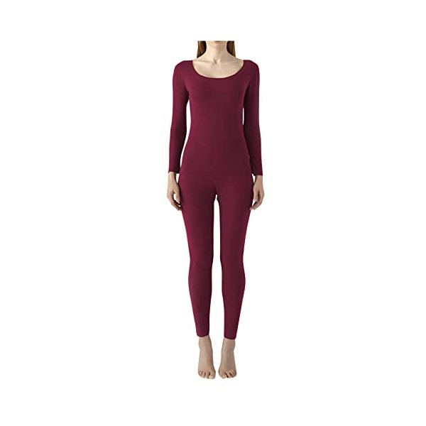 Combinaison deux pièces pour femme dans des couleurs solides - Ensemble haut et pantalon stretch pour chaud et doux, lilas, X