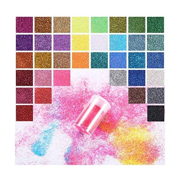 Poudre de Paillettes 36 Couleur Poudre de Paillettes Ongles Paillettes pour Nail Art Paillette Maquillage Cosmétiques Glitter