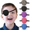 5 Pièces Cache-Oeil Patchs pour les Yeux Ajustable avec Boucle, Cache-Oeil de Visuel Corrigé Patchs pour les Yeux Pirate pour