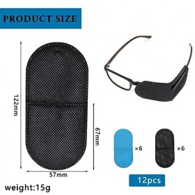 12 Pièces Cache Oeil pour Lunettes, Réutilisable Cache-Oeil, Cache Oeil pour Amblyopie, Cache Oeil tissu non Tissé, pour Enfa
