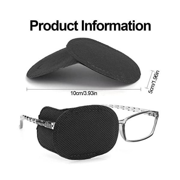 12 Pièces Cache Oeil pour Lunettes Réutilisable Cache Oeil pour Couvrir lOeil Gauche Droit Améliorer la Vision pour les Yeux