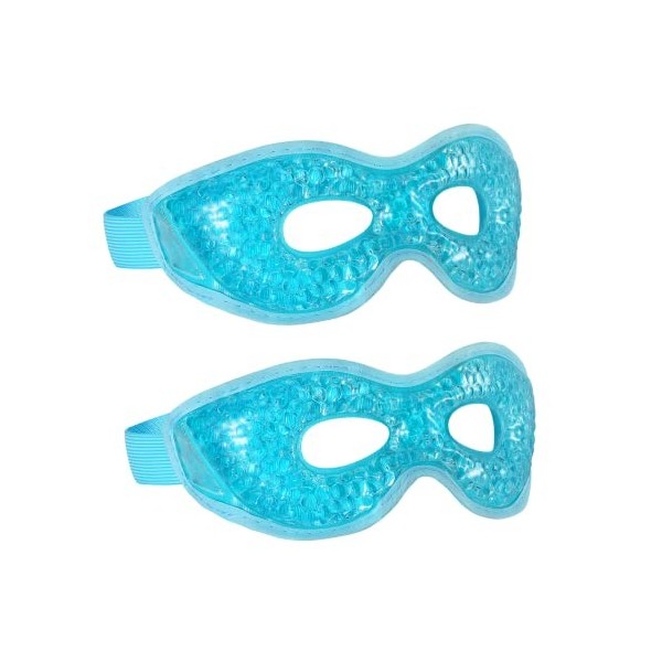 Lot de 2 masques rafraîchissants pour les yeux – Masque réutilisable en gel avec revers en peluche pour les poches, les maux 