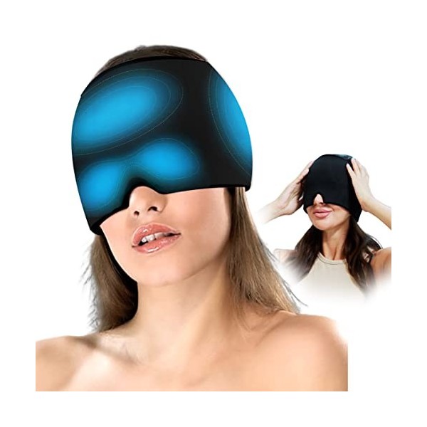 Masque de soulagement des maux de tête et de migraine, thérapie par le froid, confortable et extensible pour les yeux gonflés