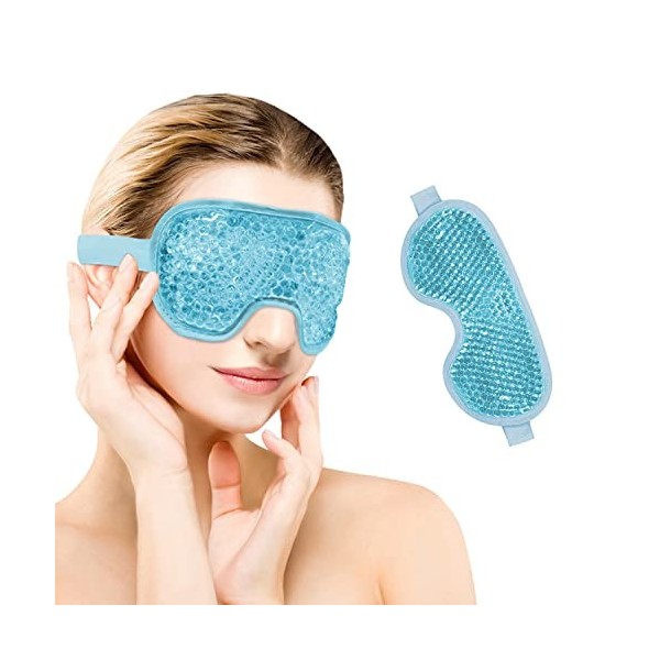 CAM2 Masque pour les yeux rafraîchissant, masque pour les yeux froid, masque pour les yeux réutilisable avec perles en gel, m