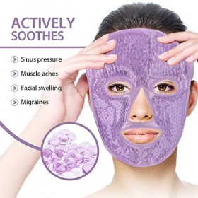 NEWGO Masque rafraîchissant pour les yeux, Masque froid pour le visage avec perles de gel chaudes et froides pour soulager le