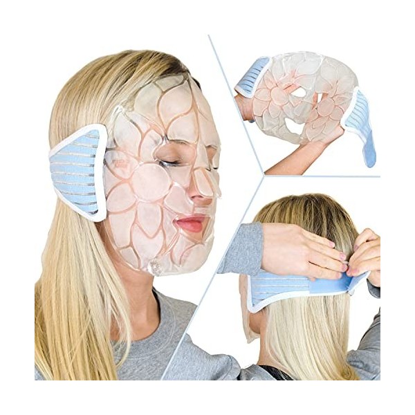 Medcosa Masques intégraux à gel froid réutilisables pour le visage, pour soulagement des migraines, des douleurs aux sinus, d