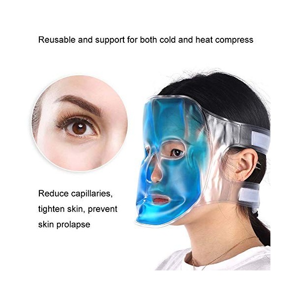 Masque de gel de refroidissement, thérapie chaude et froide Masques faciaux complets Pack de glace réutilisable pour les yeux