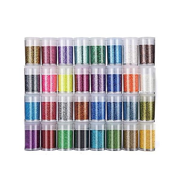 Paillettes Fines pour Art & Craft, 32 Couleurs Paillette Cosmétiques Glitter Fines pour Ongles Nail Art, Maquillage, Corps, C