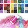 Paillettes Fines pour Art & Craft, 32 Couleurs Paillette Cosmétiques Glitter Fines pour Ongles Nail Art, Maquillage, Corps, C