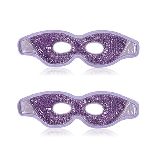 Lot de 2 masques rafraîchissants pour les yeux froids, réutilisables avec perles de gel, masque de sommeil rafraîchissant pou