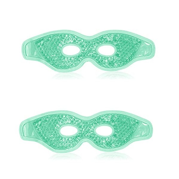 Lot de 2 masques rafraîchissants pour les yeux froids, réutilisables avec perles de gel, masque de sommeil rafraîchissant pou