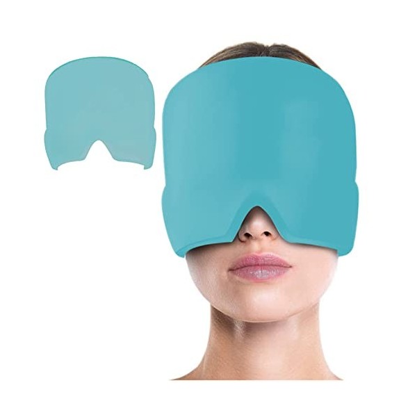 Bonnet Gel migraine, Réutilisable Masque migraine et céphalées Housse Extensible et Confortable Compresse Chaud Froid Poche D