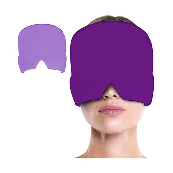 Bonnet Gel migraine, Réutilisable Masque migraine et céphalées Housse Extensible et Confortable Compresse Chaud Froid Poche D