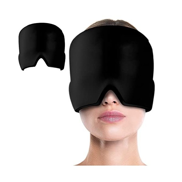 Bonnet Gel migraine, Réutilisable Masque migraine et céphalées Housse Extensible et Confortable Compresse Chaud Froid Poche D