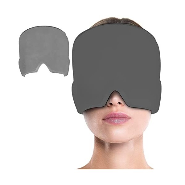 Bonnet Gel migraine, Réutilisable Masque migraine et céphalées Housse Extensible et Confortable Compresse Chaud Froid Poche D