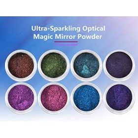 Shogpon 8 Couleurs Glitter Poudre Ongles Paillettes Super Brillant Miroir Chrome Effet Ongle Manucure Pigment de la Poudre Dé