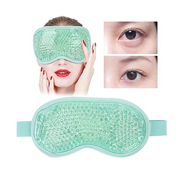 TOUISEDGI Masque pour les Yeux en Gel Rafraîchissant, Patch pour les Yeux en Perles Antifatigue Réutilisables Avec Support en