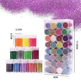 Nuangoo poudre brillante,Paillettes Fines pour Art & Craft,32 Couleurs Paillette Cosmétiques Glitter Fines pour Ongles Nail A