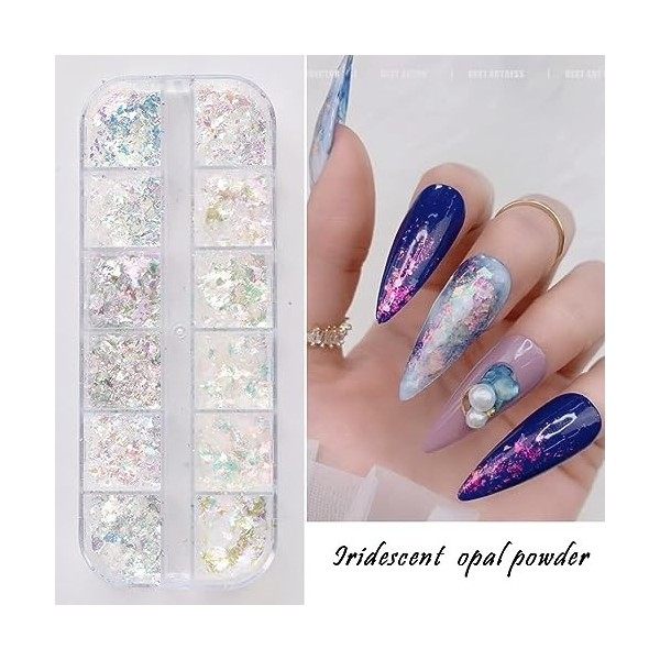 12 Couleurs Paillettes Ongles Flocons Holographic Nail Art Décoration Design Manucure