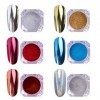 AIMEILI 6 Boîtes Kit Poudre de Miroir Chrome Effect Poussière de Paillettes Laser Poudre Caméléon Holographic Nail Powders Na