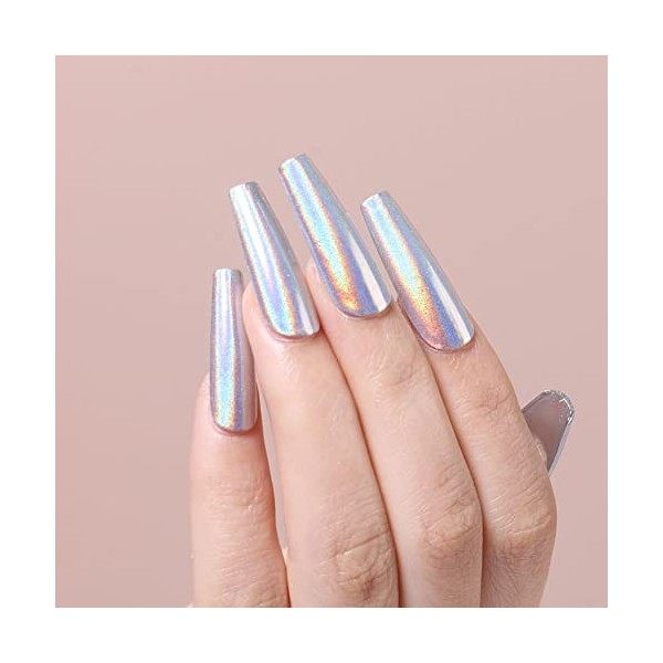 AIMEILI 6 Boîtes Kit Poudre de Miroir Chrome Effect Poussière de Paillettes Laser Poudre Caméléon Holographic Nail Powders Na