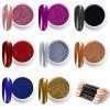 MELLIEX 8 Pièces Paillettes Ongles Effet Miroir Poudre Chrome dOngle Accessoires avec Des Bâtons de Fard à Paupières pour Na