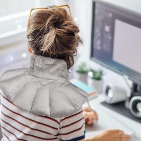 Coussin Chauffant Cervicales Micro Ondes - Tour de Cou et Epaules - Utilisation Chaud/Froid - Composition Riz, Lavande et Pla