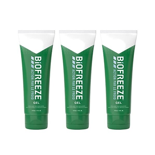 Biofreeze - Lot de 3 Tubes Gel Action par le Froid - Soulage les douleurs musculaires et articulaires - 3 x 118ml