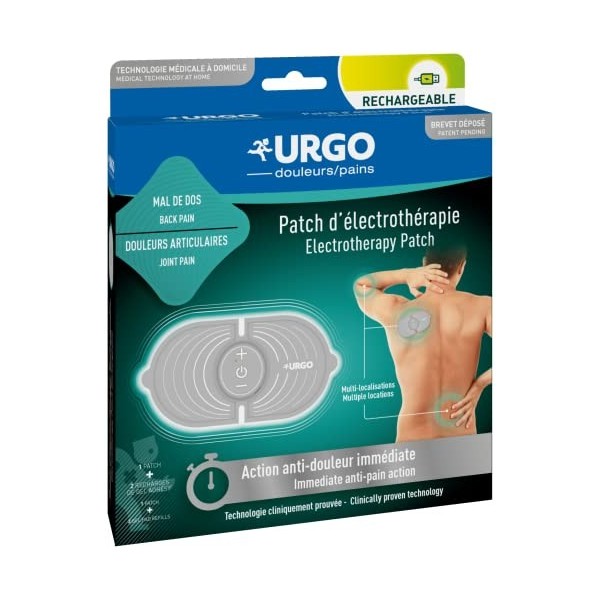 Urgo - Patch délectrothérapie - Rechargeable - Action Anti-Douleur immédiate - Pack complet