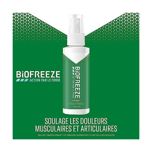 Biofreeze - Spray Action par le Froid - Soulage les douleurs musculaires et articulaires - 118ml