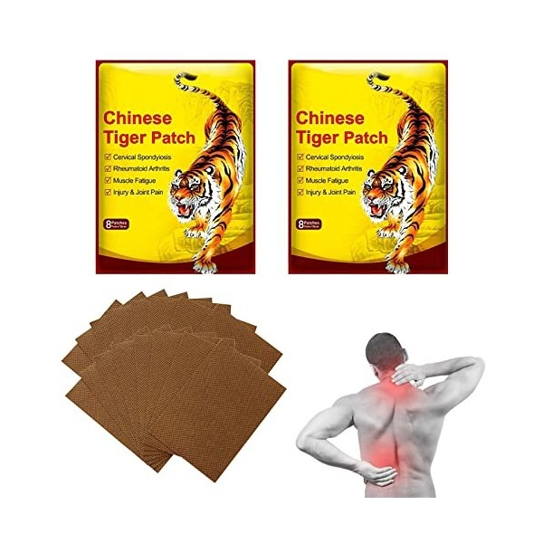 Patch Chauffant,Patch Anti Douleur,16PCS Patchs de Tigre Chinois,Patch Anti-douleur au Genou,Patchs Chauffants Anti-douleur,P