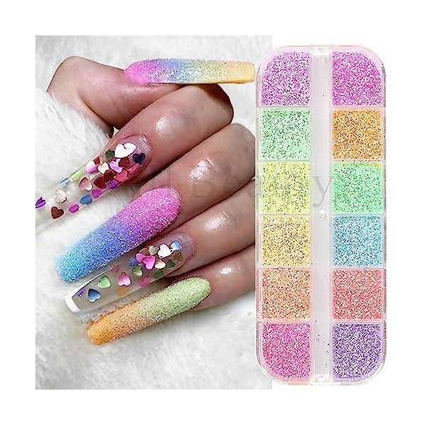 GZSYY Poudre Ongles Effet Sucre Nail Art Paillettes Argent 12 Couleurs Poudre Paillettes Ongles Brillant Ongle