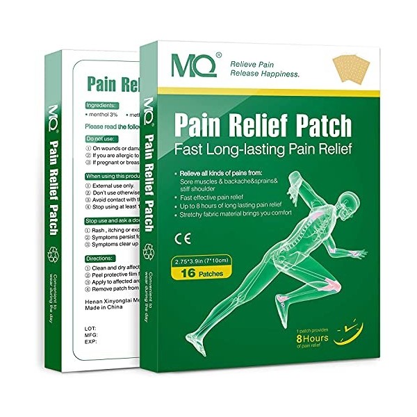 MQ Patch Chauffant Anti-Douleur Pansement Plâtre Soulagement des Douleurs Musculaires Arthrite Maux de Dos Joint 16 Patchs Ch