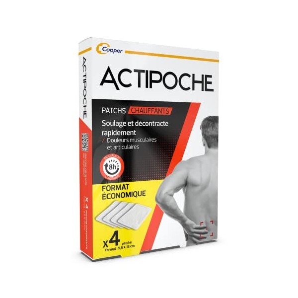 ACTIPOCHE - Patchs Auto-Chauffants - Douleurs musculaires et articulaires - Boîte de 4 patchs